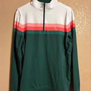Rhoback White and Green Quarter-Zip Pullover